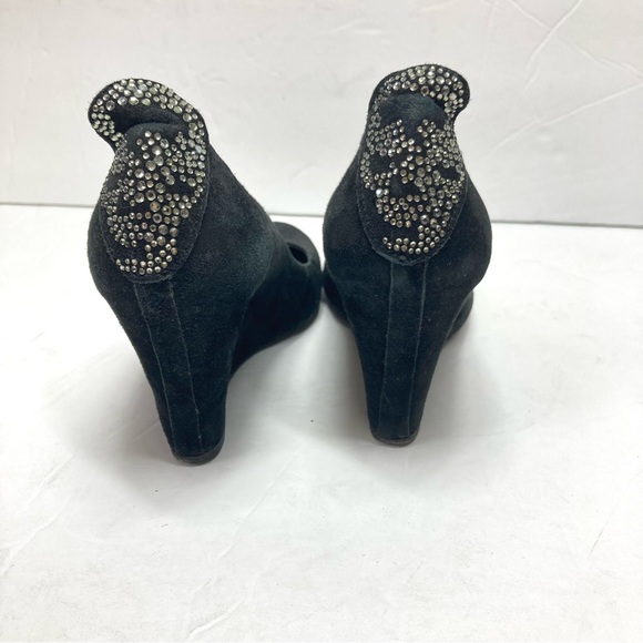 Zadig & Voltaire Leather Wedges Heels Skull Embellished 7 Black Rock Star - Picture 3 of 14